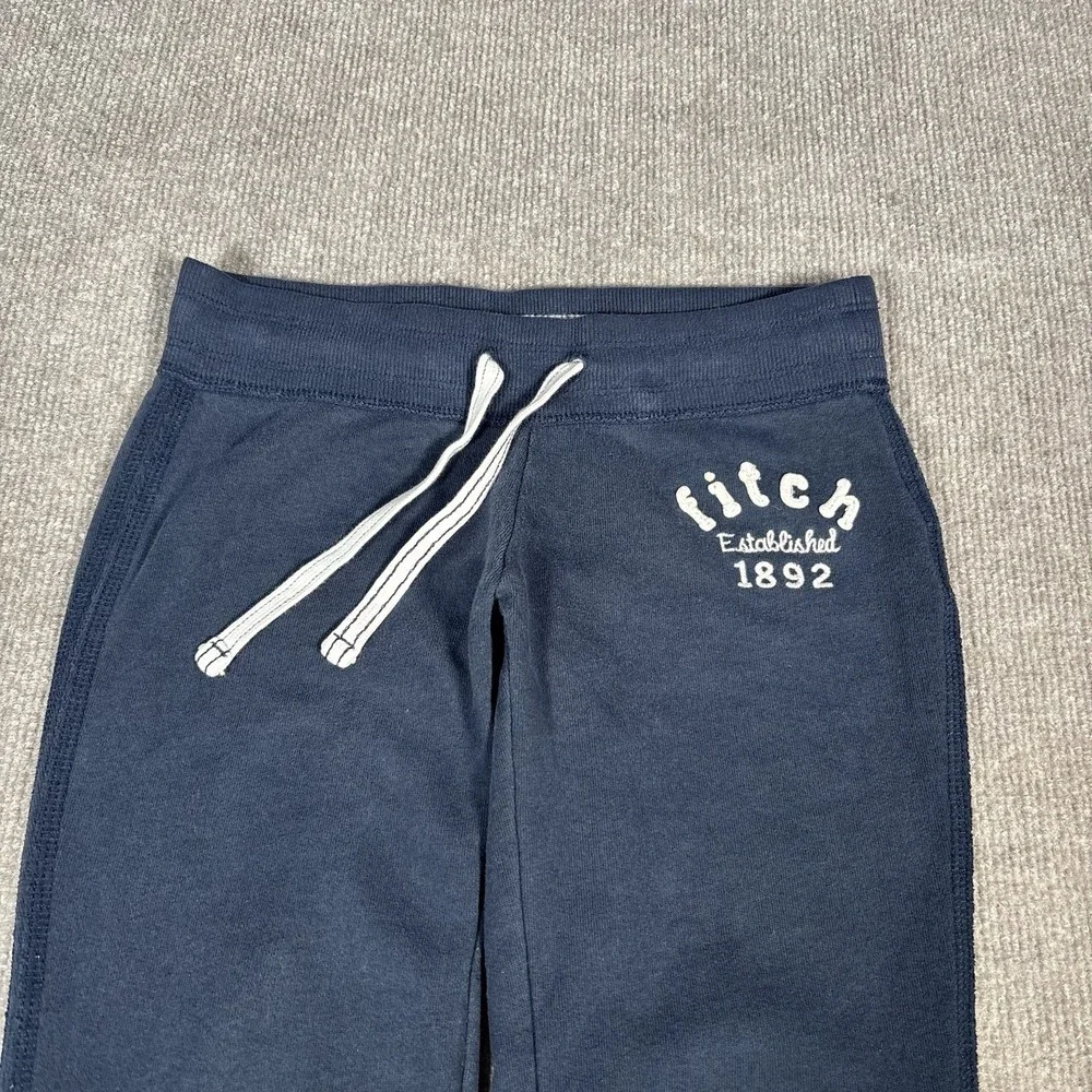 Abercrombie‎ Kids Sweatpants Youth Small Flared Navy Blue Fleece Embroidered Y2K